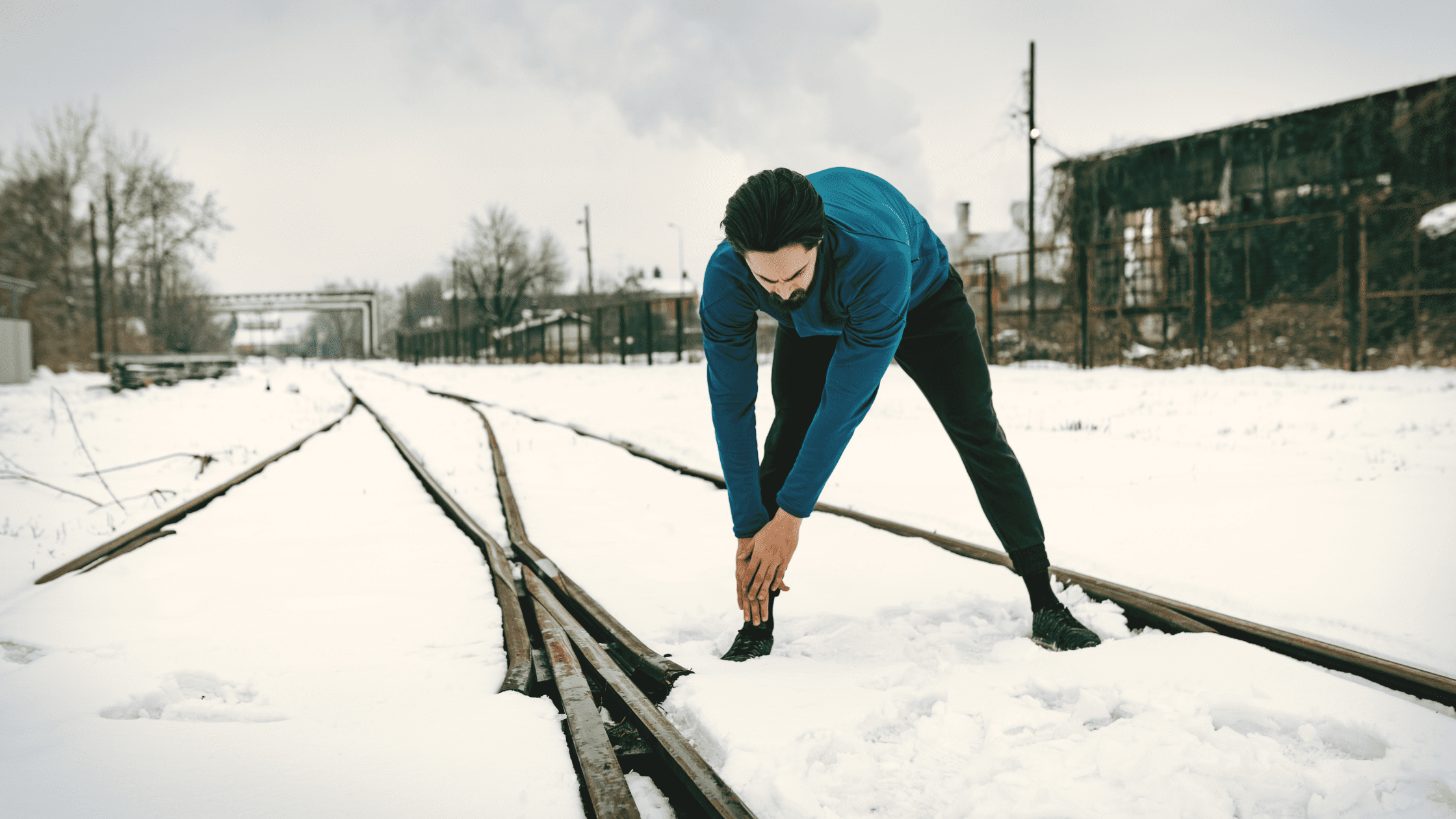 stretching in the snow stretching in the snow