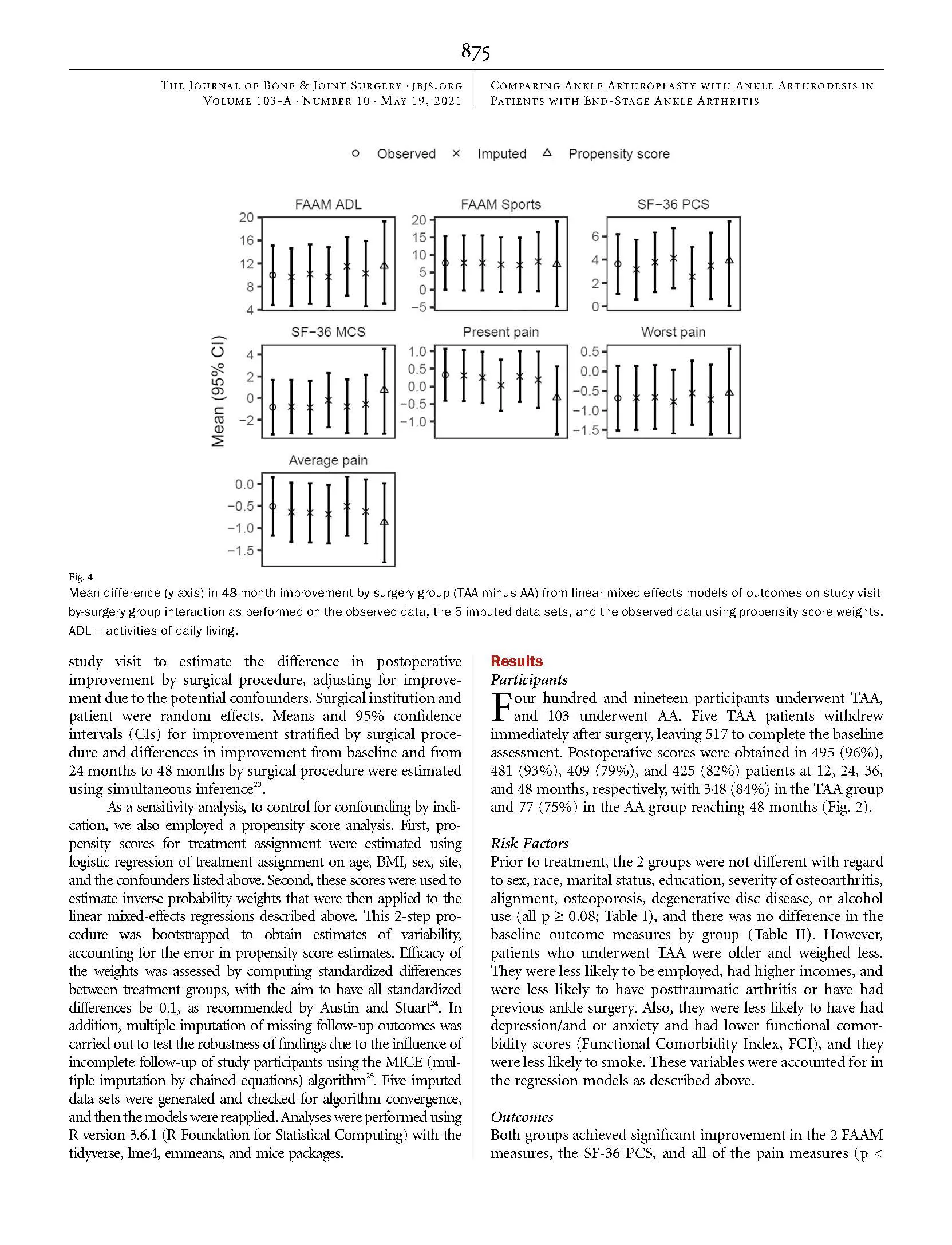 Comparing 4 Year Changes in Patient Reported.4 Page 07 Comparing 4-Year Changes in Patient-Reported Outcomes Following Ankle Arthroplasty & Arthrodesis | Amber Vance, ACNP-C, FNP orthopedic spine surgeons
