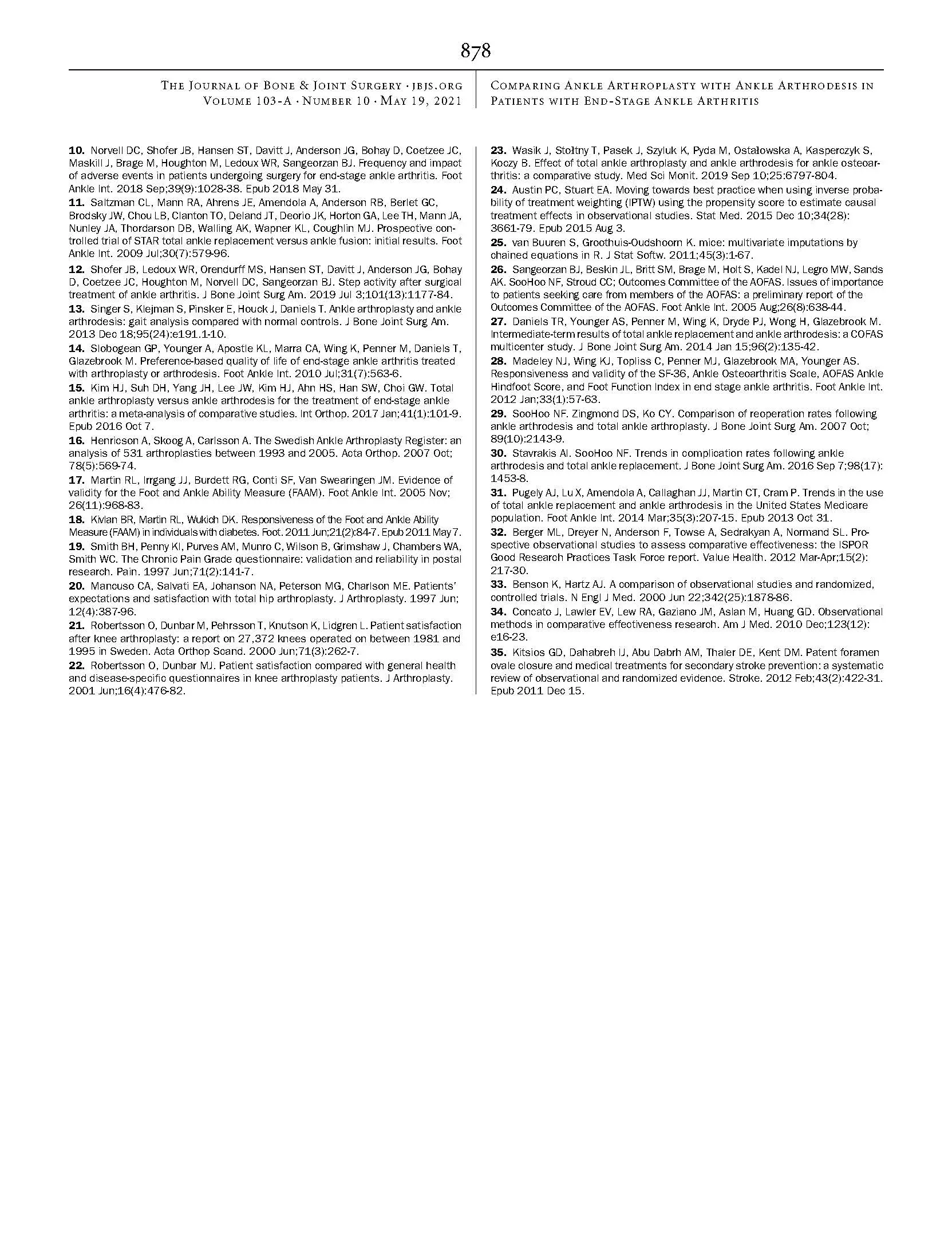 Comparing 4 Year Changes in Patient Reported.4 Page 10 Comparing 4-Year Changes in Patient-Reported Outcomes Following Ankle Arthroplasty & Arthrodesis | Amber Vance, ACNP-C, FNP orthopedic spine surgeons