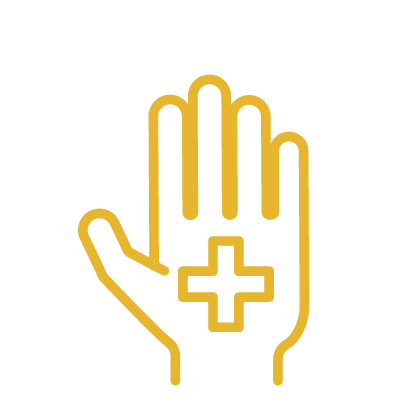 hand with plus sign on it