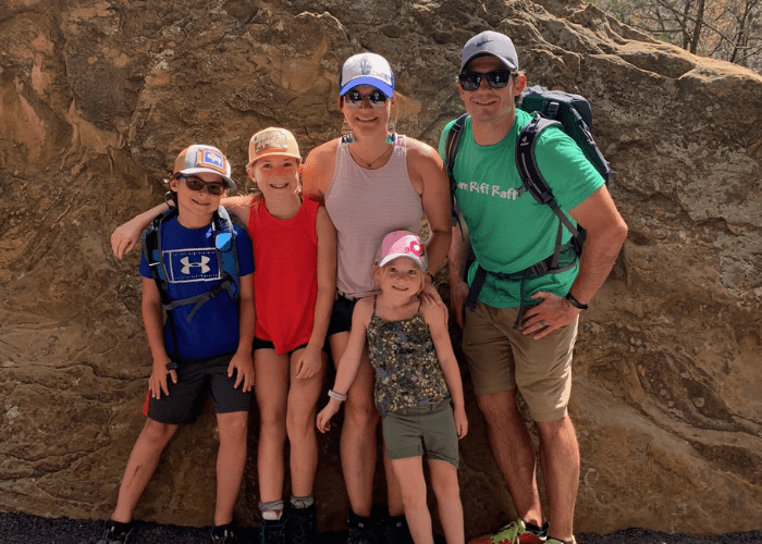 peterson 2 a family of 5 posing for a picture on a hike