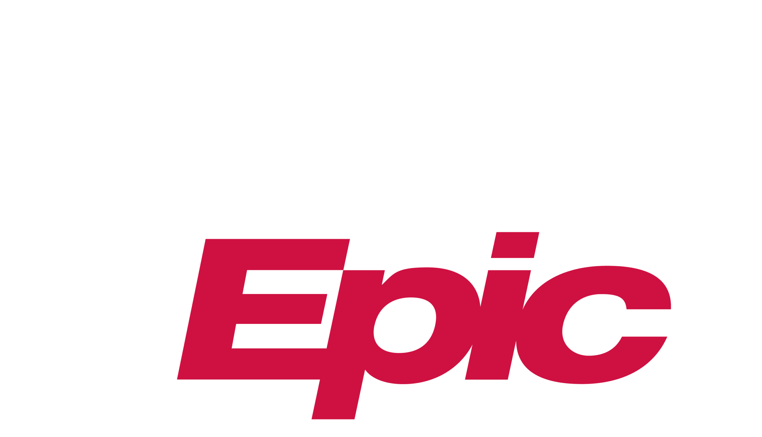 White background with the words "MyChart is Epic." "MyChart" is in large, light gray text, and "Epic" is in bold, bright red text with a white outline. "is" is in smaller gray text beside "Epic.