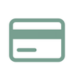 Green icon of a credit card with a horizontal stripe near the top and a short horizontal line near the bottom, representing a payment or bank card.