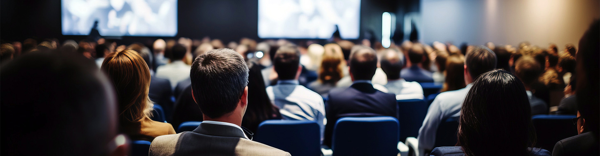 large group of people at conference or symposium