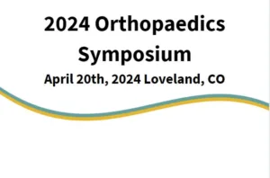 2024 Orthopaedic Symposium written on a white background with blue and yellow lines beneath